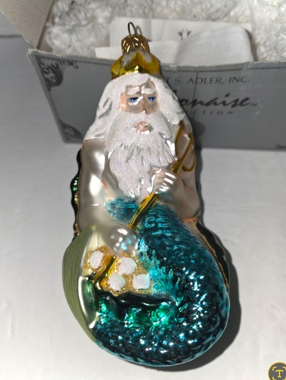 Vintage Kurt Adler Polonaise Collection King Neptune Glass Ornament Hand-Blown